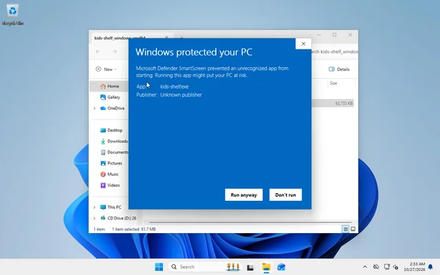 Windows protected your PC, with the Run anyway button
